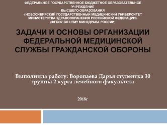 Задачи и основы организации федеральной медицинской службы гражданской обороны