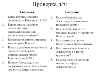 Внутренняя политика Александра в 1815-1825 годы