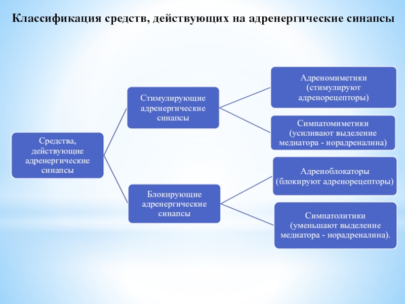 Действительным средством. Средства действующие на адренергические синапсы классификация. Классификация средств стимулирующих адренергические синапсы. Средства действующие на адренергические синапсы с препаратами. Вещества действующие на адренергические синапсы.