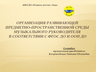 Организация развивающей предметно-пространственной среды музыкального руководителя в соответствии с ФГОС ДО