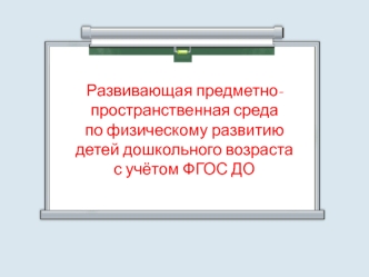 Развивающая предметно-пространственная среда по физическому развитию детей дошкольного возраста