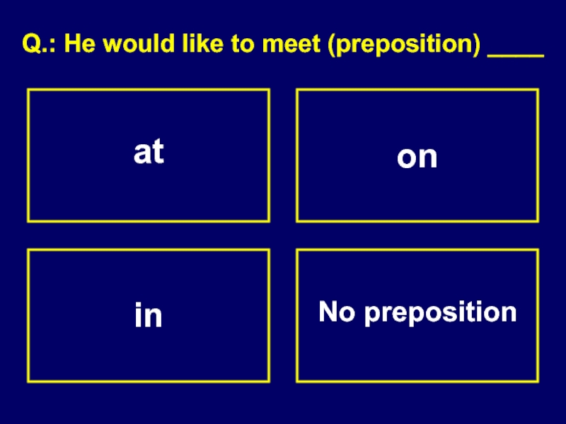 atQ.: He would like to meet (preposition) ____oninNo preposition