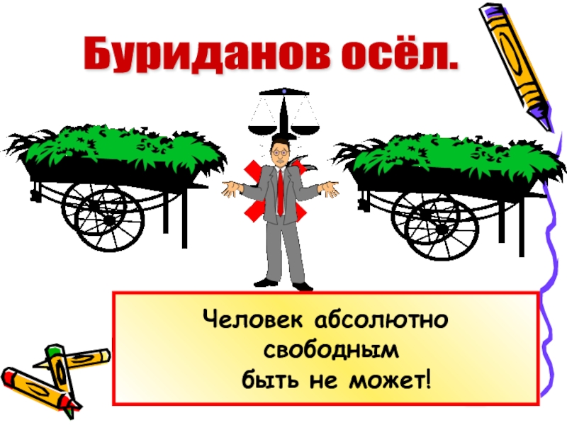 Абсолютный человек это. Свобода личности Буриданов осел. Буриданов осёл происхождение. Буриданов осел значение. Буриданов осел значение и происхождение.