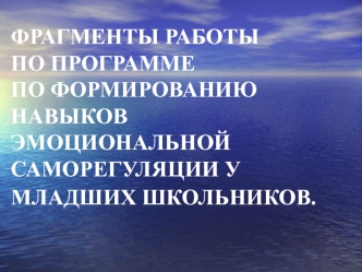 Фрагменты работы по программе по формированию навыков эмоциональной саморегуляции у младших школьников