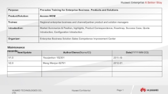 Huawei OSN1800 Pre-sale Training Slide for agent (2012)