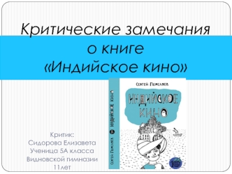 Критические замечания о книге Индийское кино