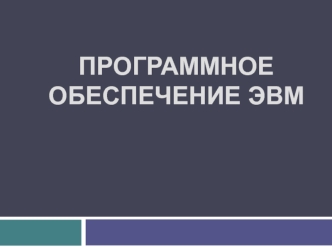 Программное обеспечение ЭВМ
