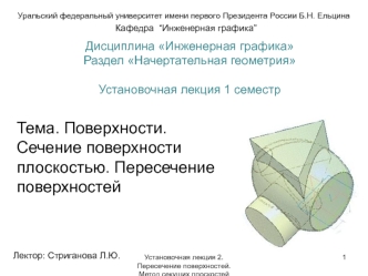 Поверхности. Сечение поверхности плоскостью. Пересечение поверхностей