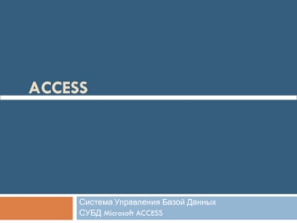 Система управления базами данных Access