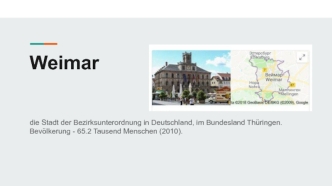 Weimar die Stadt der Bezirksunterordnung in Deutschland, im Bundesland Thüringen