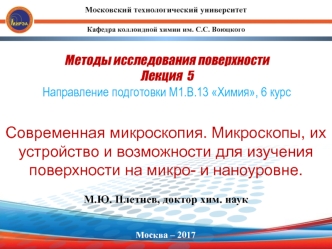 Микроскопия. Микроскопы, их устройство и возможности для изучения поверхности на микро- и наноуровне