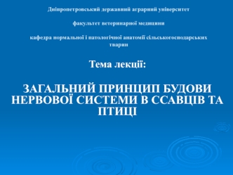 Загальний принцип будови нервової системи в ссавців та птиці