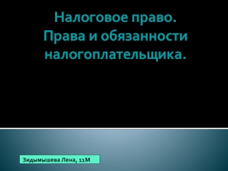 Налоговое право. Права и обязанности налогоплательщика