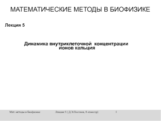 Динамика внутриклеточной концентрации ионов кальция