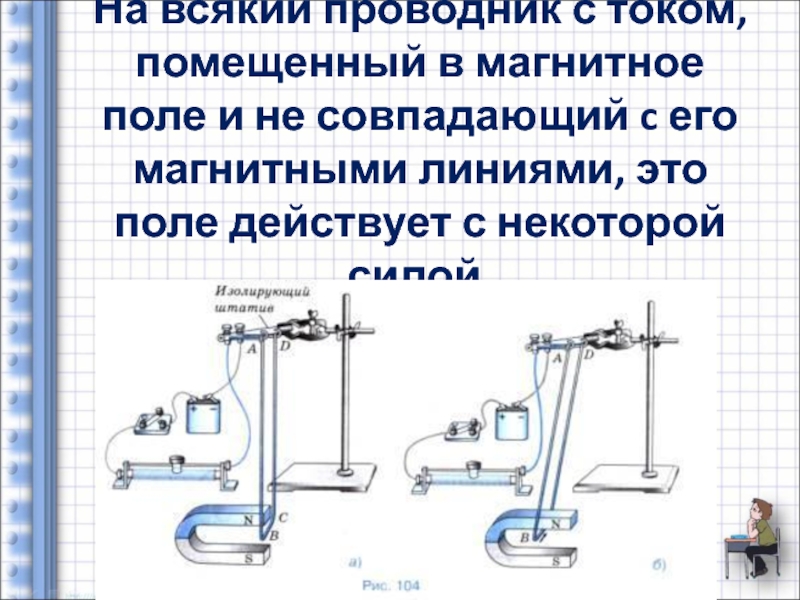 В магнитное поле поместили проводник с током. Обнаружение магнитного поля по его действию на электрический ток. Действие магнитного поля на ток. Магнитное поле обнаруживается по действию на электрический ток. Обнаружение магнитного поля по его действию на электрический.