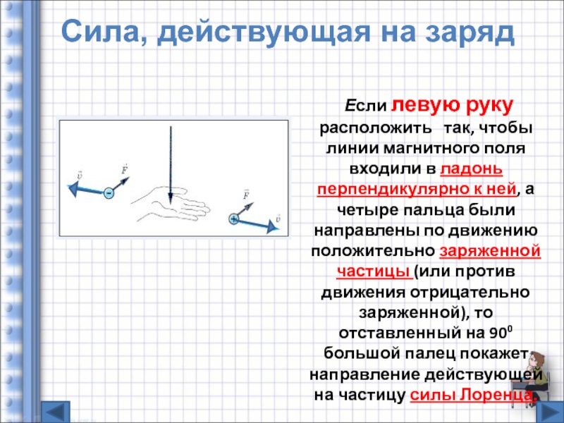 Магнитные линии перпендикулярны. Сила действующая на заряд.