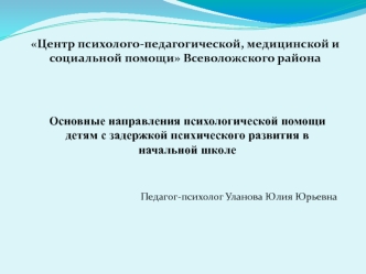 Основные направления психологической помощи детям с задержкой психического развития в начальной школе