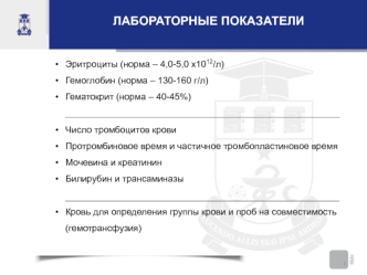 Лабораторные показатели