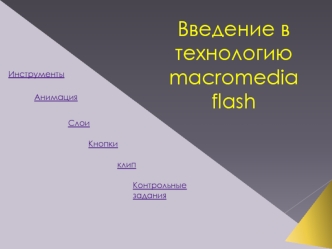 Введение в технологию macromedia flash