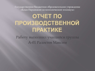 отчет по производственной пркатике Радоствев М