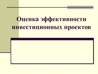 Оценка эффективности инвестиционных проектов