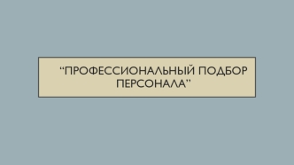 Профессиональный подбор персонала