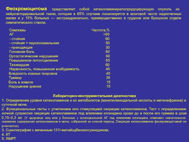 Феохромоцитома план обследования