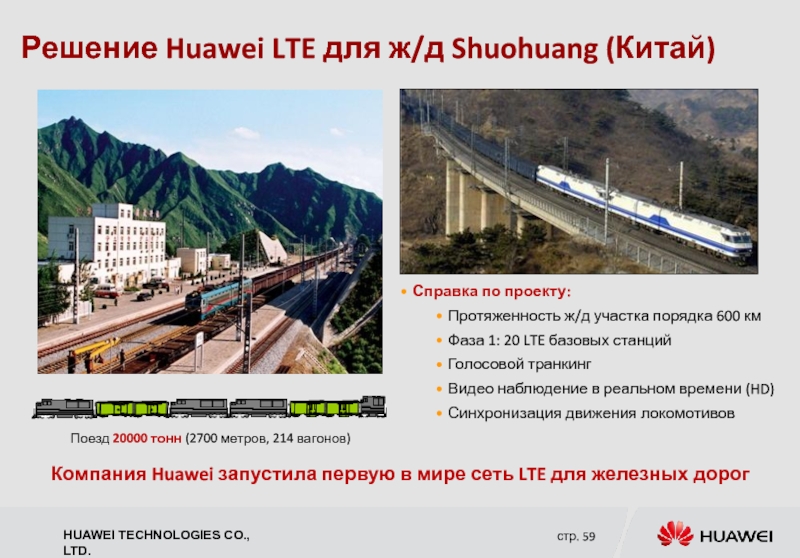 Решение Huawei LTE для ж/д Shuohuang (Китай)  Справка по проекту: