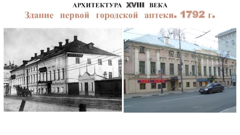 Первая городская. Архитектура XVIII века Энгельса. Открытие первой городской аптеки в Нижнем Новгороде.