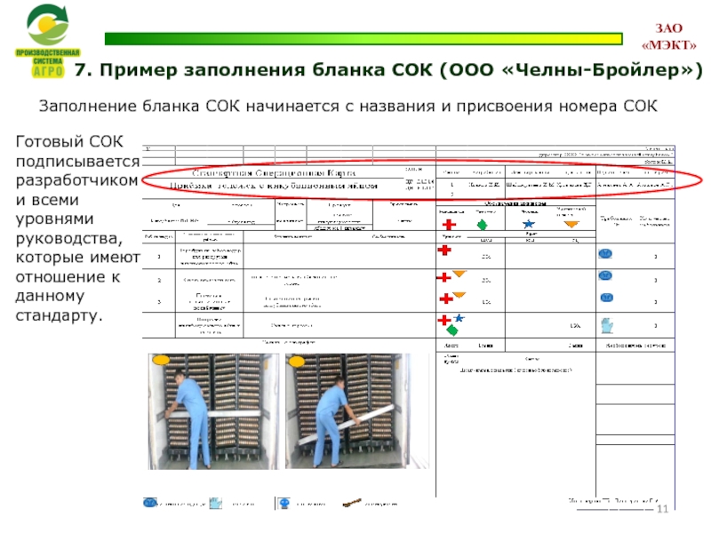 7. Пример заполнения бланка СОК (ООО «Челны-Бройлер»)  Заполнение бланка СОК