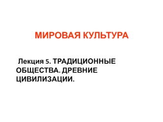 Традиционные общества. Древние цивилизации