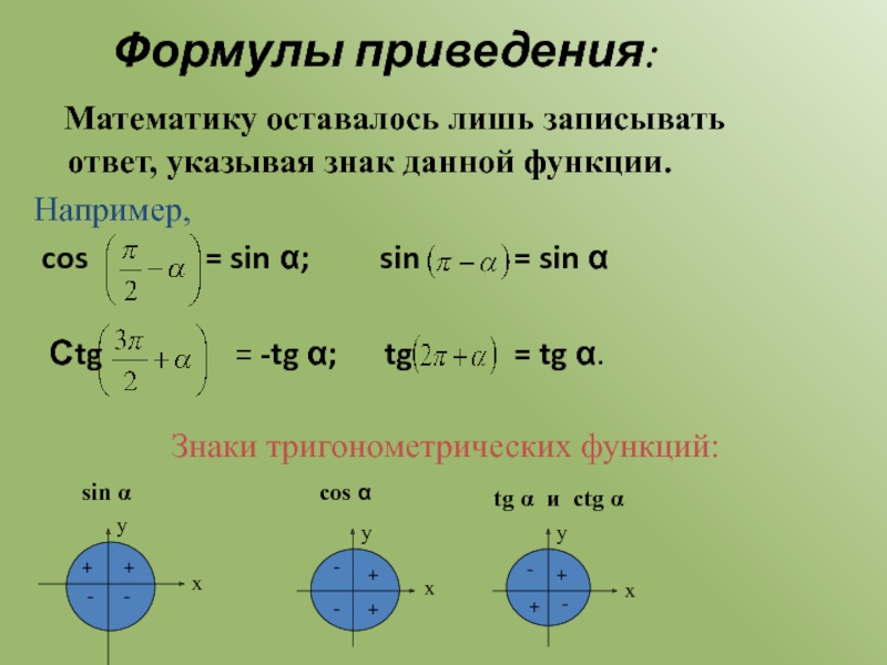Синус косинус тангенс формулы 8. Формулы тригонометрических преобразований и приведений. Основное тригонометрическое тождество формулы приведения. Формулы приведения формулы сложения косинус синус. Формулы приведения в тригонометрии 10 класс.