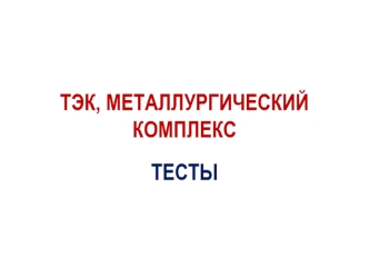 Тесты. ТЭК, металлургический комплекс