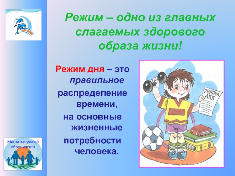 Здоровый режим жизни. Слагаемые здорового образа жизни. Основные слагаемые здоровья. Режим дня. Основные слагаемые здорового образа жизни.