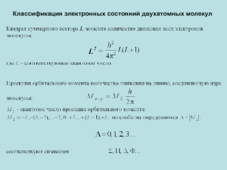 Классификация электронных состояний двухатомных молекул