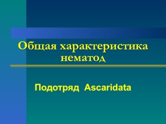 Общая характеристика нематод. Подотряд Ascaridata