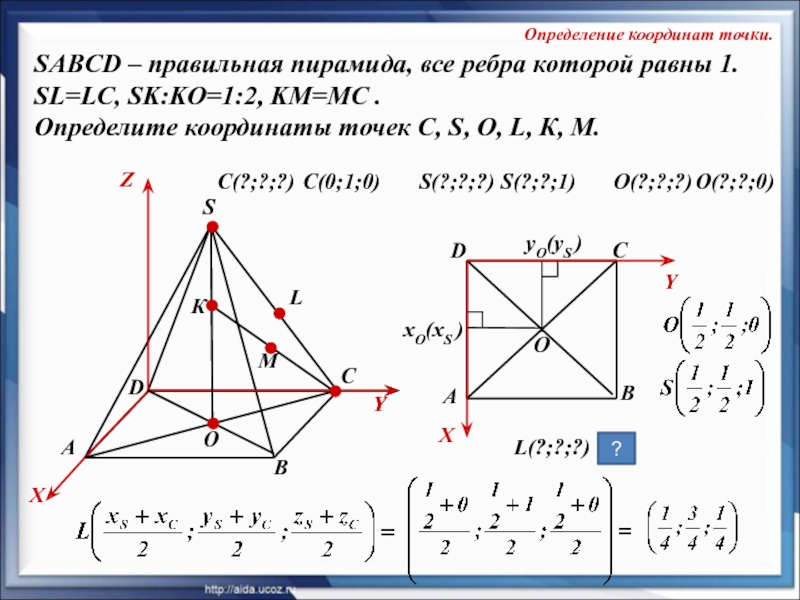 O К А SABCD – правильная пирамида, все ребра которой равны 1.