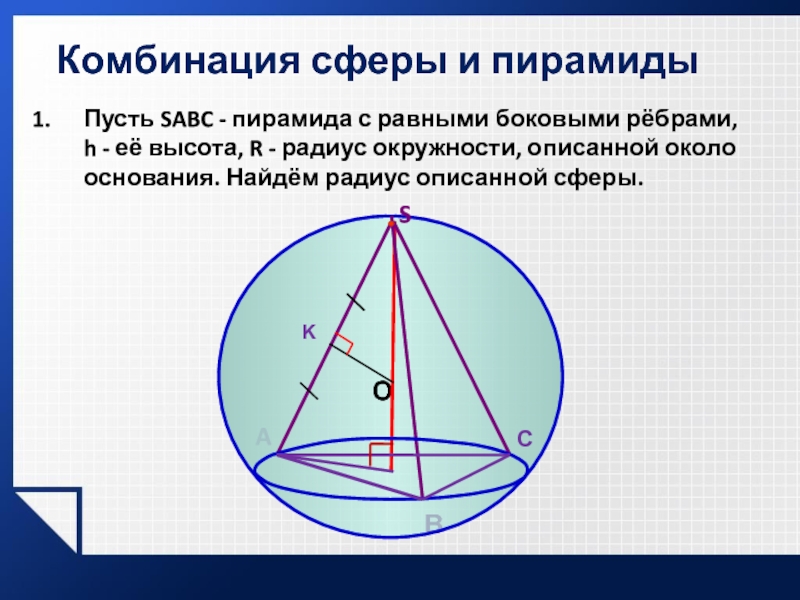 Построить изображение правильной четырехугольной пирамиды описанной около шара