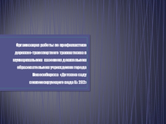 Организация работы по профилактике дорожно-транспортного травматизма в муниципальном дошкольном образовательном учреждении