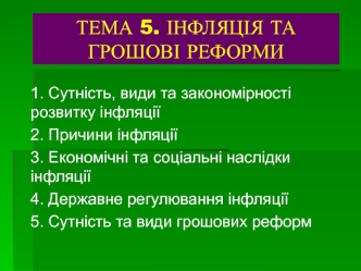 Інфляція та грошові реформи