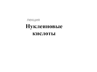 Нуклеиновые кислоты