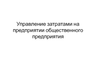 Управление затратами на предприятии общественного предприятия