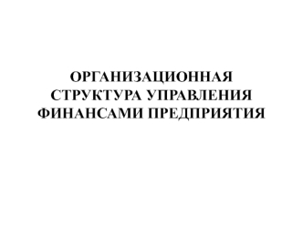 Организационная структура управления финансами предприятия