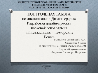 Разработка дизайн-проекта парковой зоны отдыха Инсталляция – поморские Кочи