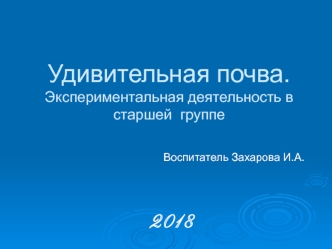 Удивительная почва. Экспериментальная деятельность в старшей группе