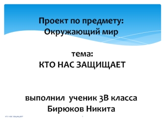 Проект по предмету: Окружающий мир. Кто нас защищает