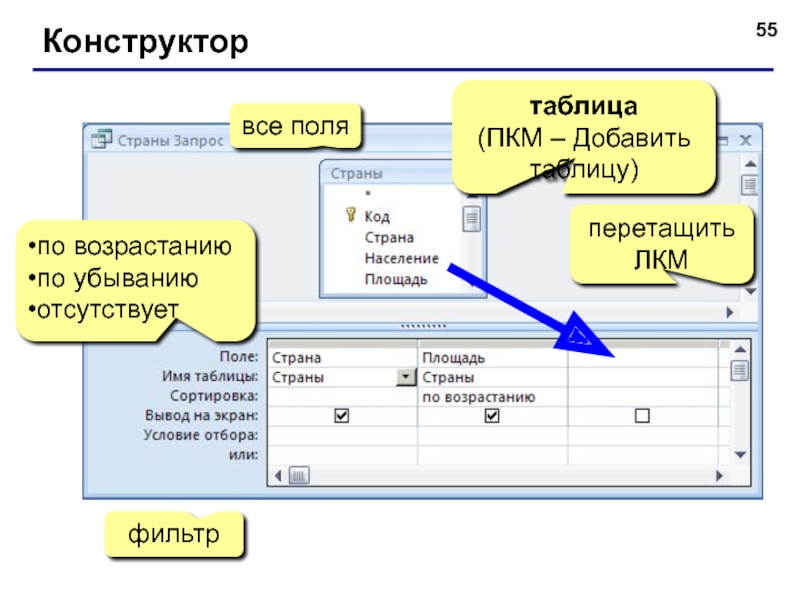 Конструктор таблиц и схем