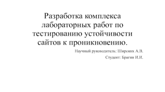 Работа по тестированию устойчивости сайтов к проникновению