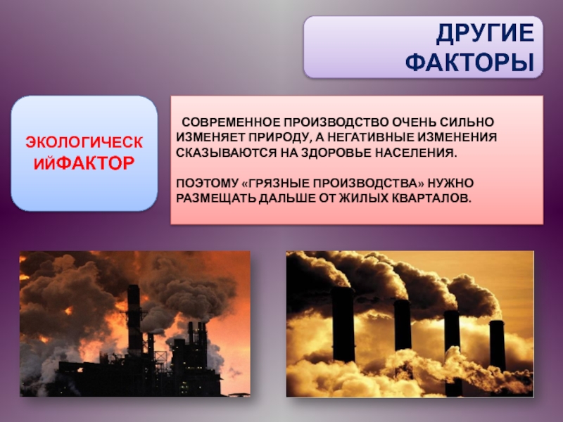 Иной фактор. Экологический фактор размещения производства. Факторы размещения производства примеры. Природные факторы размещения производства. Факторы энергетической отрасли.