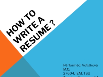 How to write a resume